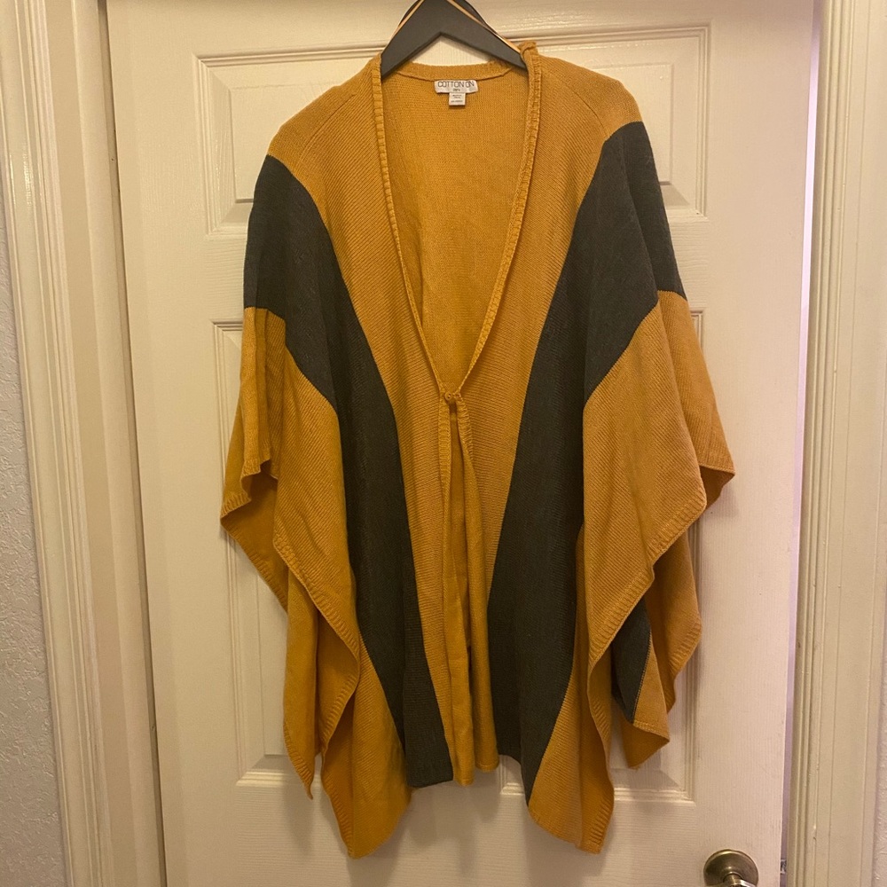 Yellow grey cotton cardigan